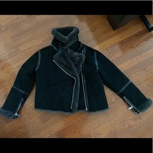 Gorgeous black faux shearling/suede Zara coat